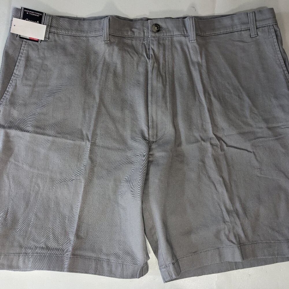 NEW Big Mens Roundtree & Yorke Casuals Chino Flat Shorts 9"I Silver